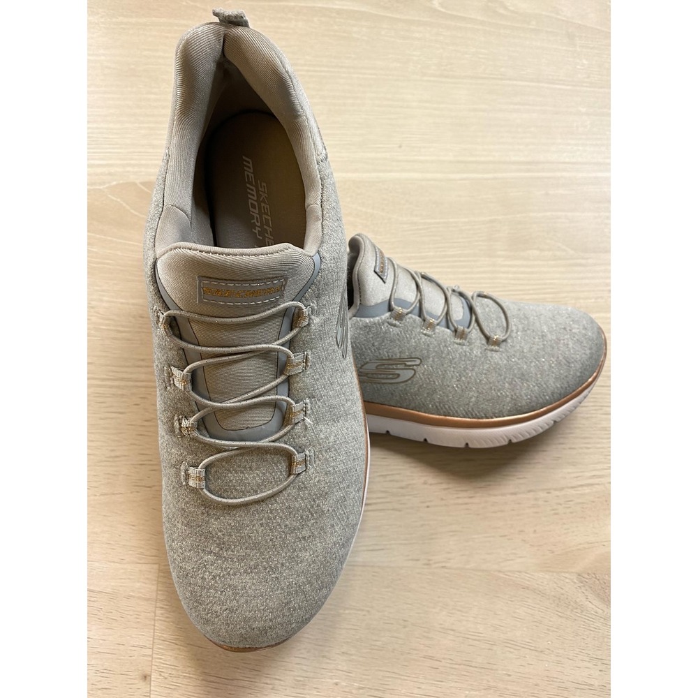Skechers Summits Dazzling Me Gray Rose Gold Slip On Sneakers Women 9